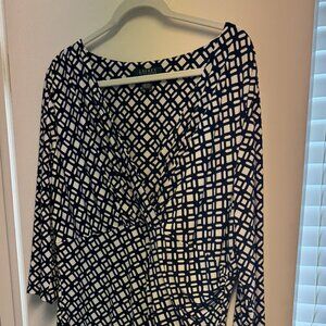 Ralph Lauren dress, navy/white pattern, size 18